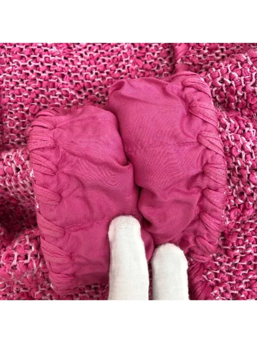 Chanel Rose Pink Cotton Tweed V-Neck Jacket